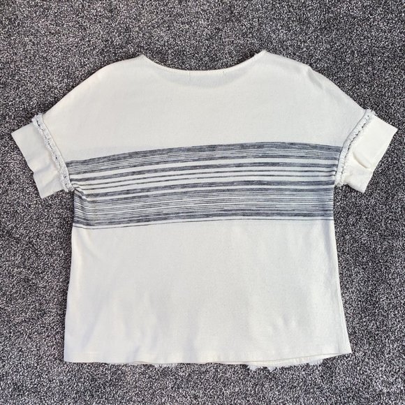 Eva Franco White TShirt Black White Stripes with Pocket Size Small - Picture 6 of 7